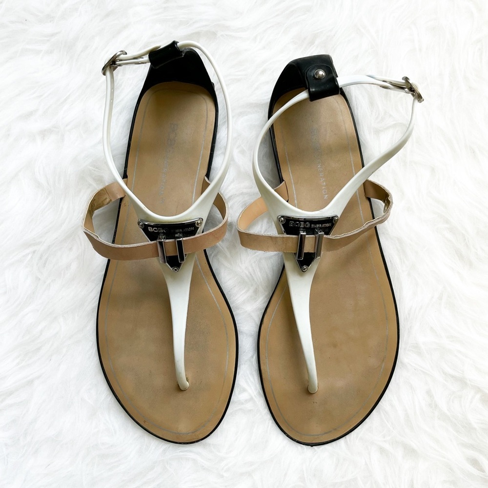 BCBGeneration Calantha Neutral T-Strap Jelly Sandals